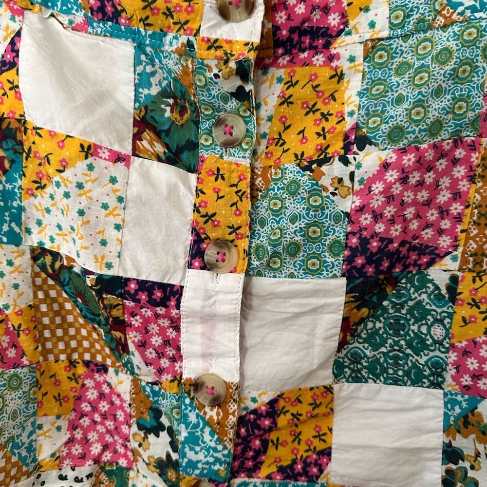 Pilcro patchwork button front top Size Large - image 3